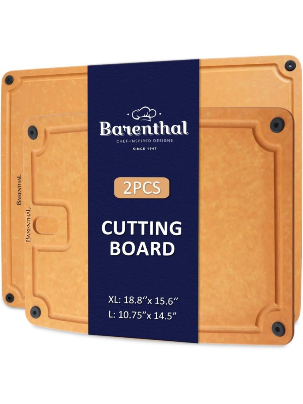 2PC Large Double-Sided Cutting Board Set - Non-Slip, Juice Groove, XL & L Sizes